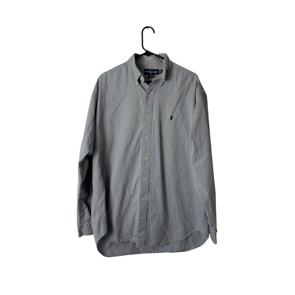 Ralph Lauren Mens Size M Classic Fit Long Sleeve Button Shirt 100% Cotton Gray